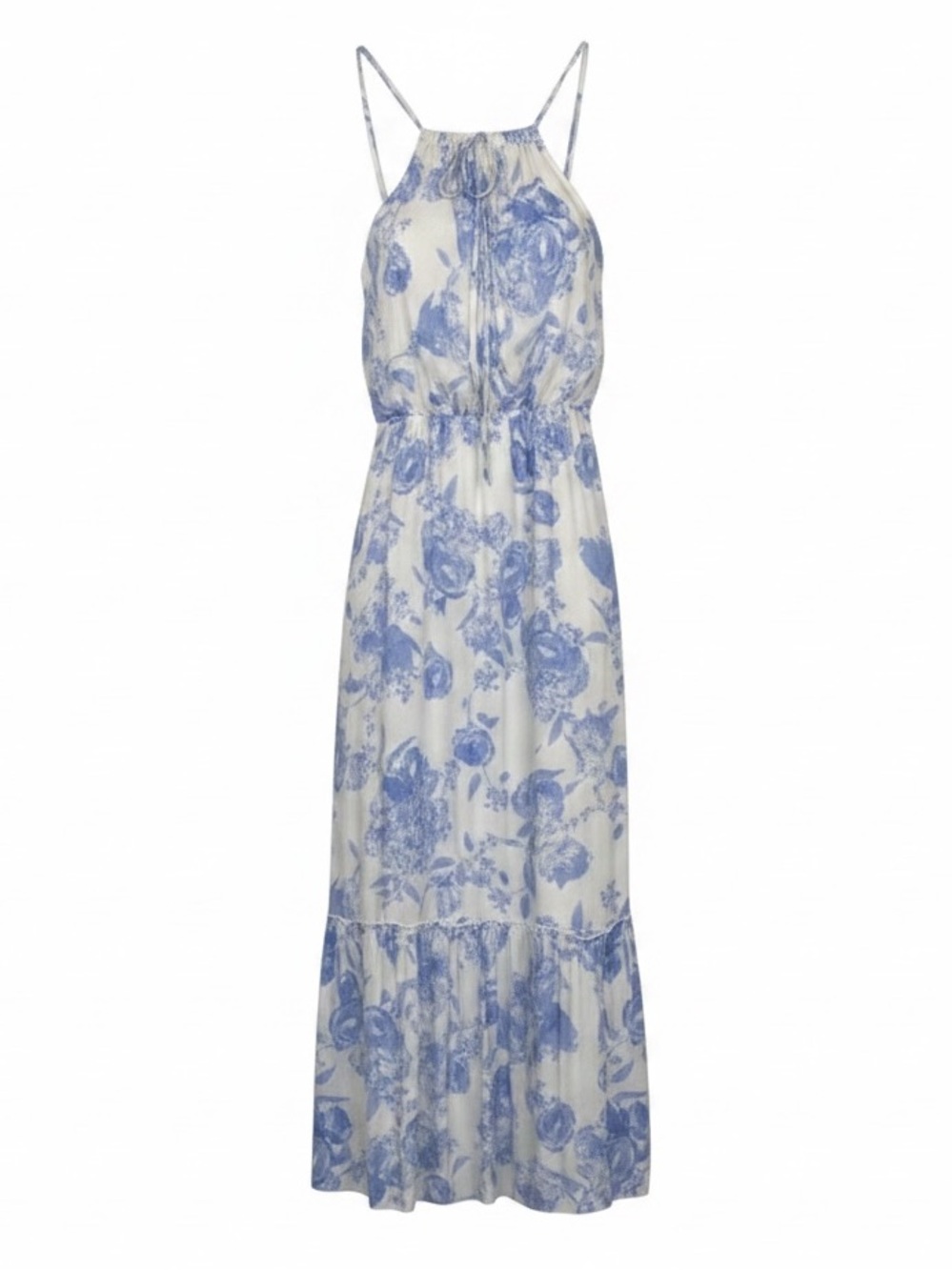 Gilli Blue Feminine Blue Floral Maxi Sundress, Size Medium